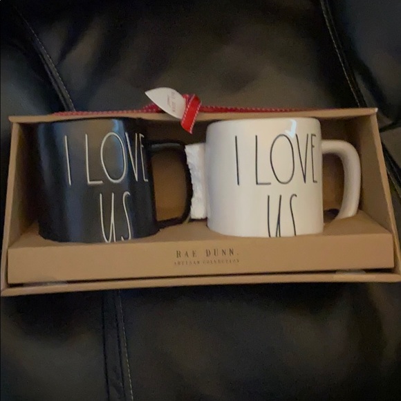 LAST 1 ! NEW Rae Dunn “I Love Us” mug set - Picture 3 of 7